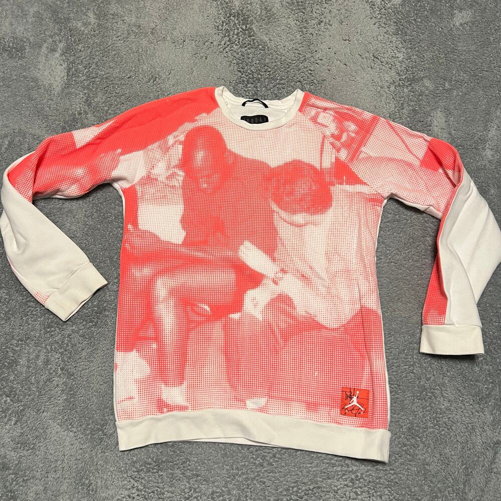 Jordan Sweatshirt Mens Medium Legacy “Tinker” Photo Print White BQ1383